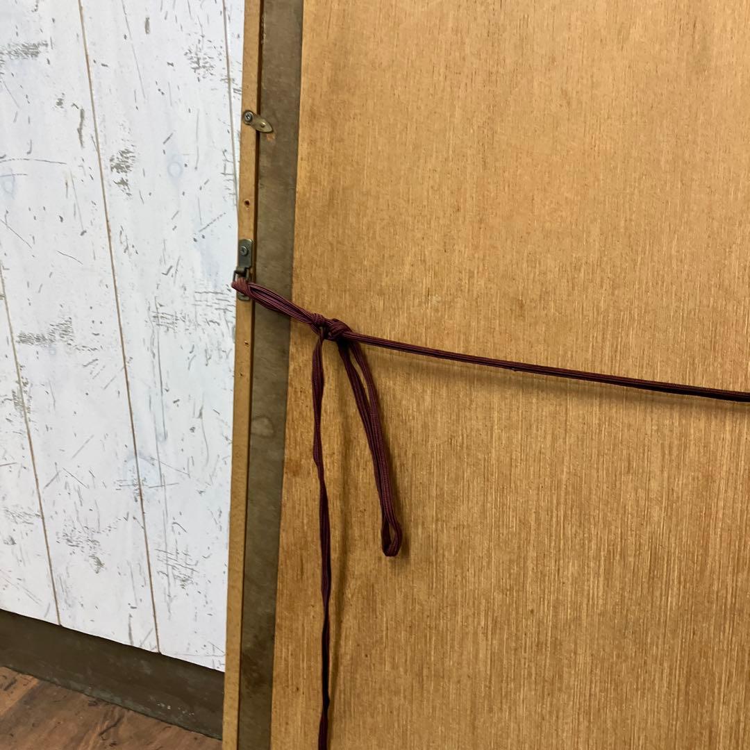 昭和レトロ 商店街街並み 風景画 油絵 油彩画 絵画 額装 木製 額縁 繁華街