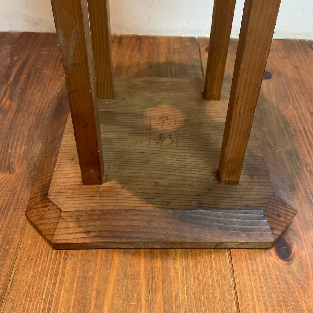 美品　木製　丸台　組紐　古道具　台