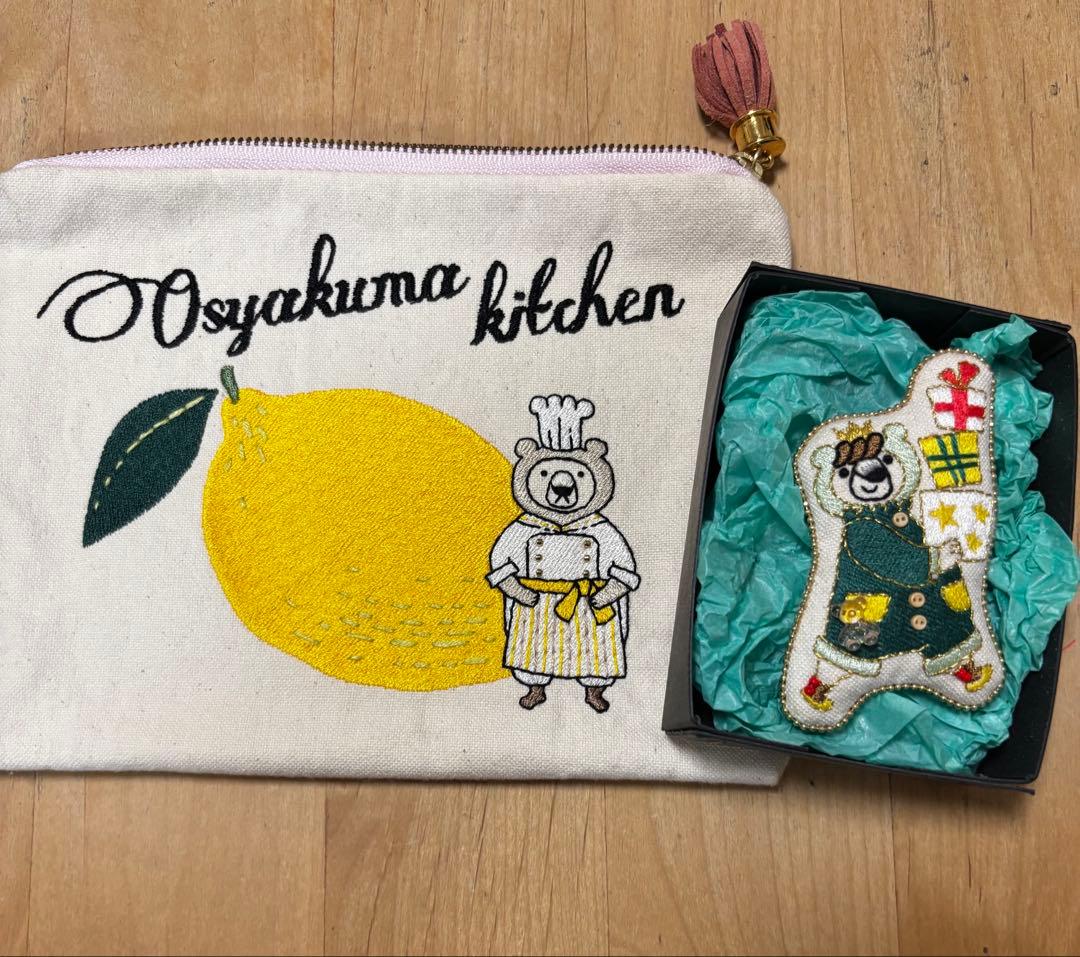 osyakuma iwashi 刺繍作家　刺繍ポーチ　オシャクマ　ブローチ