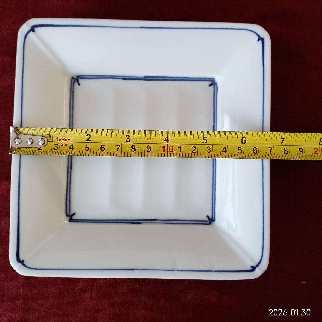 青いライン 四角形皿 20枚セット　有田焼深皿10枚