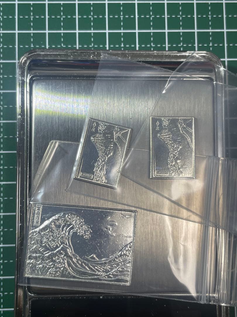 純銀レリーフ プレート ミニ 日本画彫刻3枚セット 7.91g