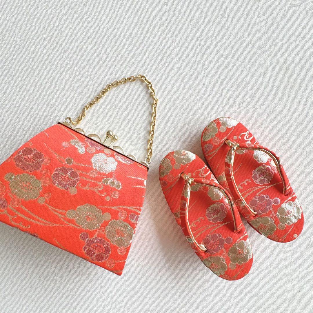 フルセット　七五三７歳女の子　赤黒地絹毬牡丹　新品袋帯緑地　簡単半襟　7126