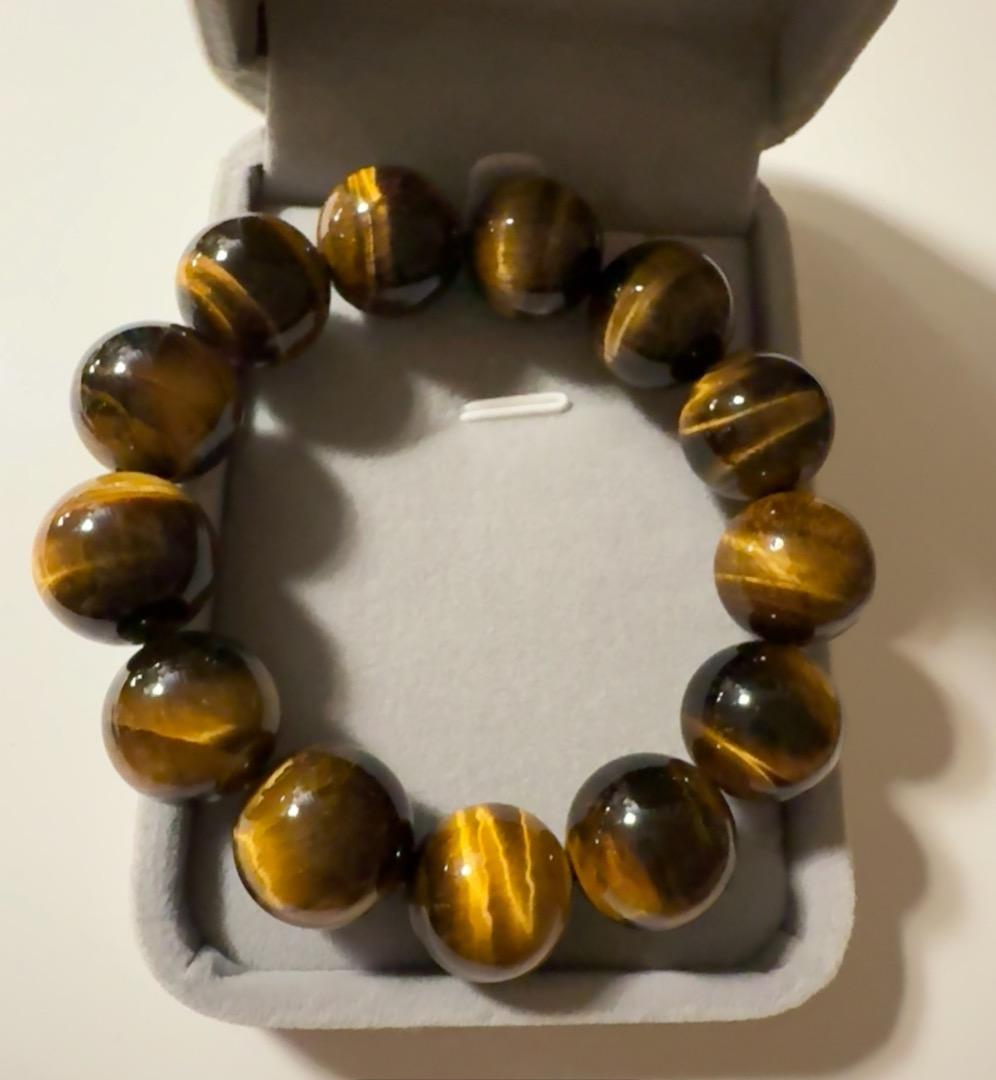天然石 黄虎眼石クリスタルブレスレット16mm