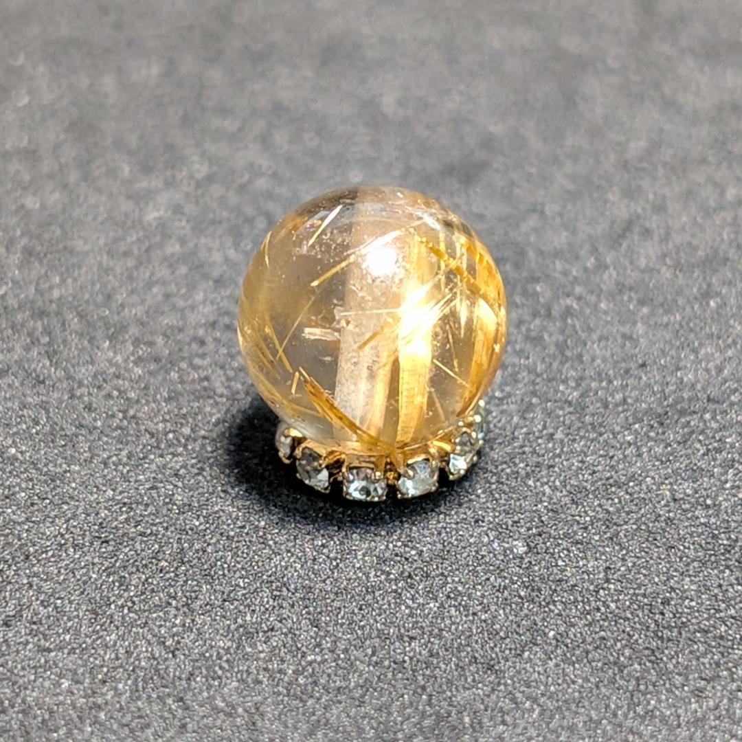 一点物 【豪快な太金針】ゴールドタイチンルチル 10ミリ 1粒売り お守り石