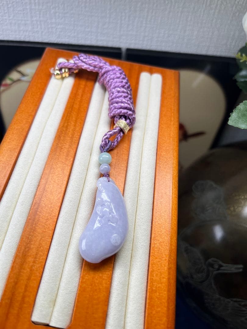 天然本翡翠、濃いラベンダー【善行】福瓜&【呱呱来财】金銭カエル　鑑定書付き