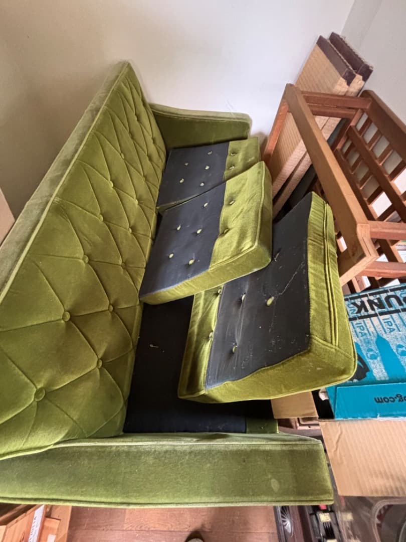 カリモク60 ロビーチェア　モケットグリーン　3シーター