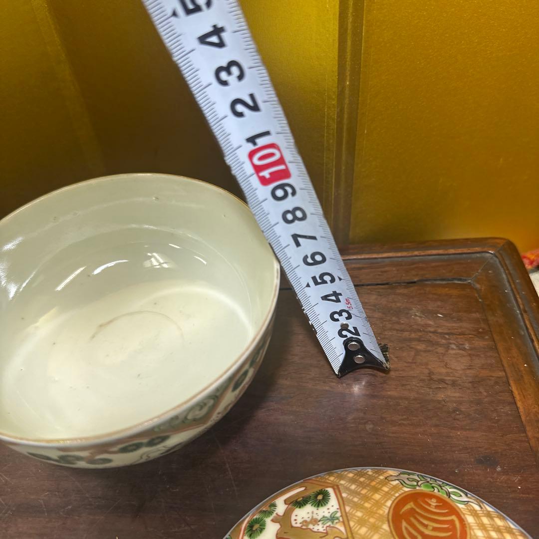 有田焼，肥前，大正，昭和，和風模様の陶磁器茶碗2個セット