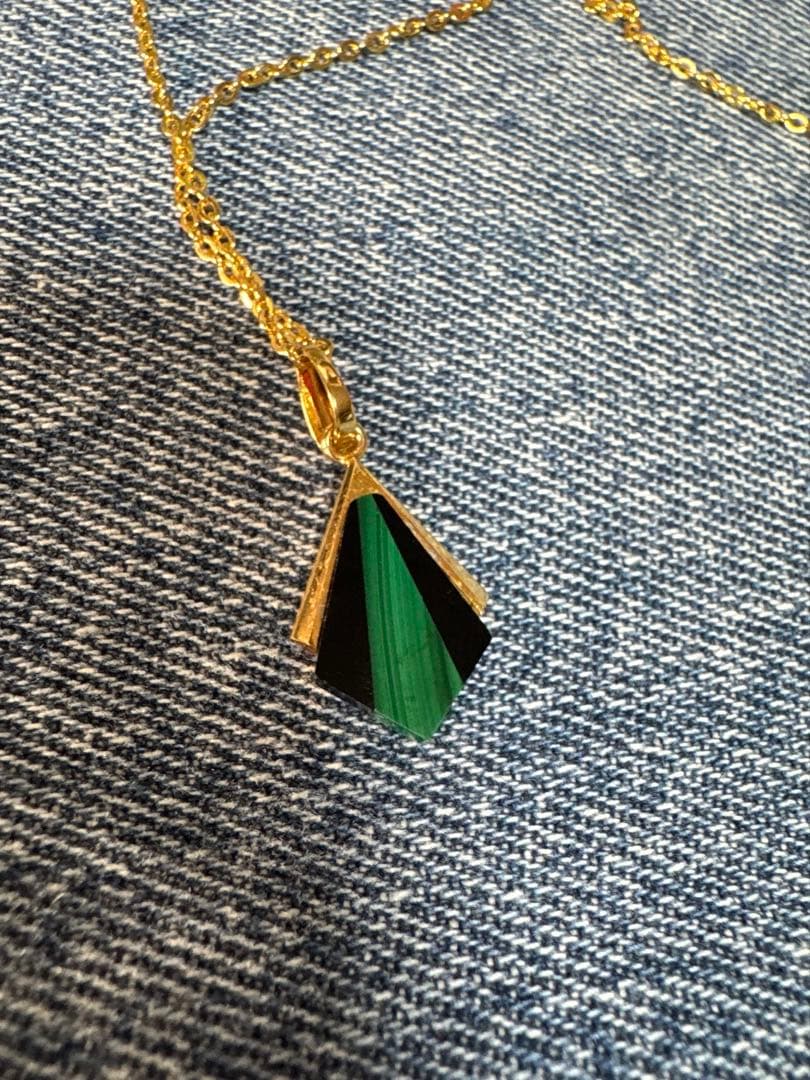 Vintage k18g ゴールド　グリーン　ネックレス