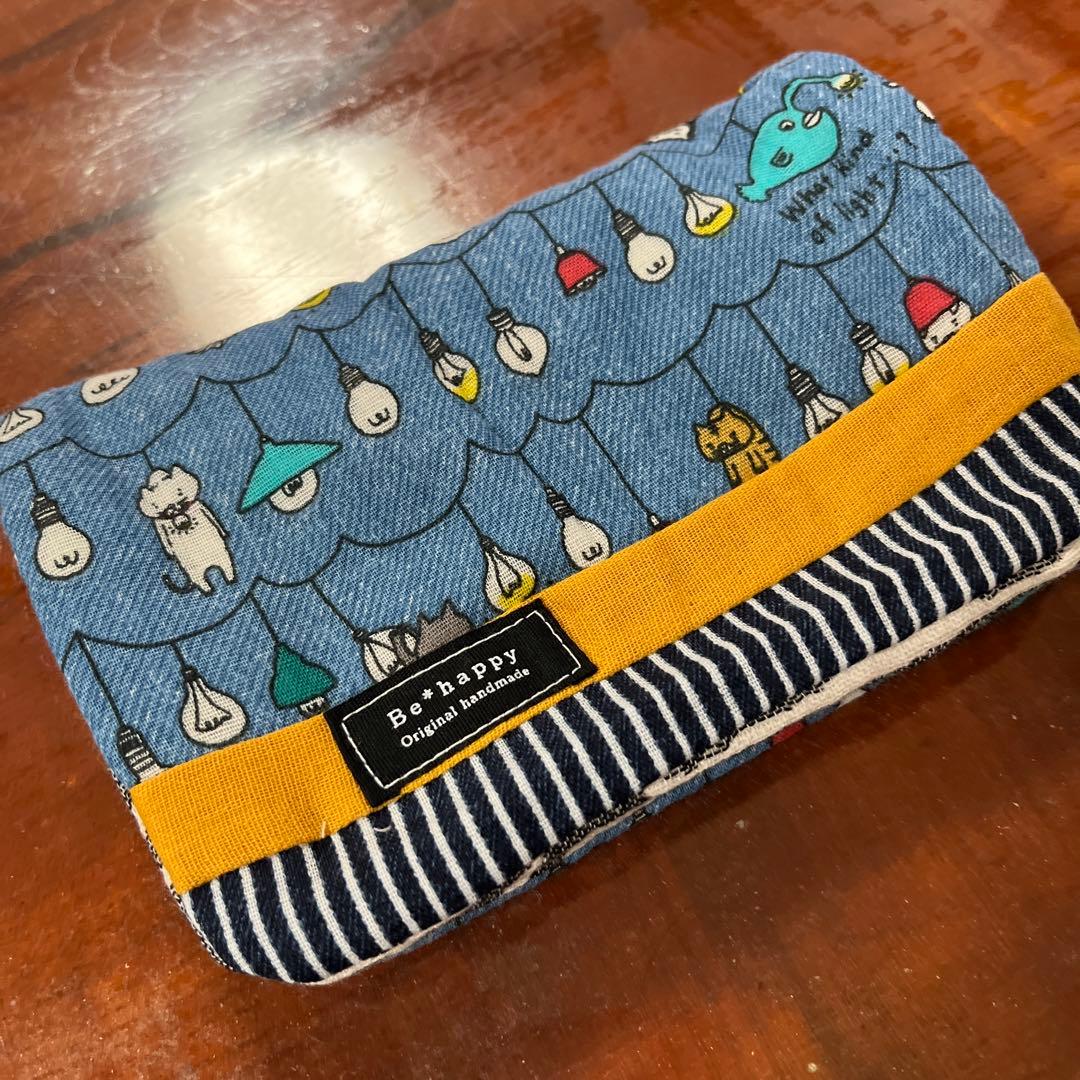 8重ガーゼハンカチ 電球ネッコ パッチワーク