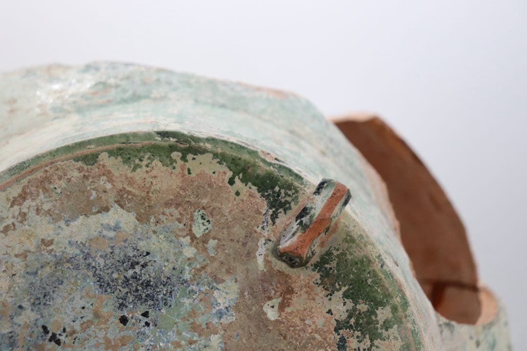 中国　漢時代　緑釉大壺　銀化壺　アンティーク　送料込み260302