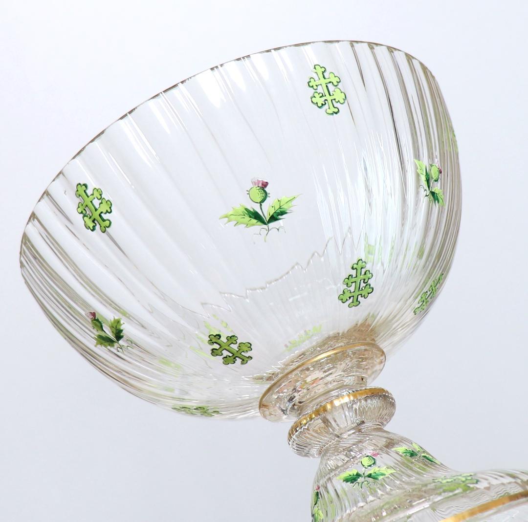 オールド・バカラ 稀少1880年頃金彩エナメルアザミ&ロレーヌ十字大型コンポート