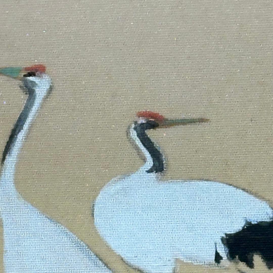 2076様感謝‼️光の春‼️真作保証　掛軸　堀江春斎「老松双鶴」共箱