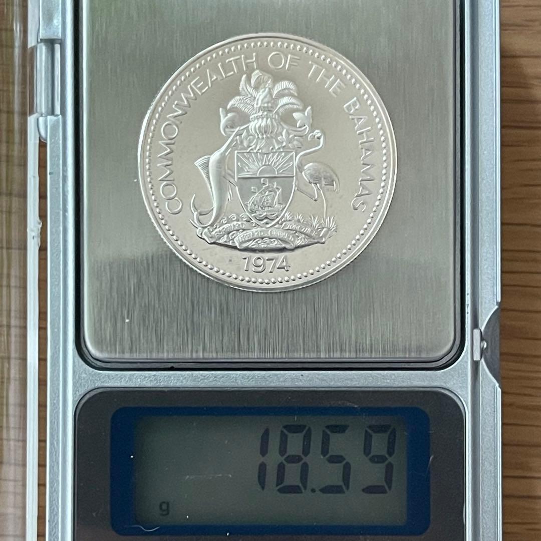 イギリス(バハマ) 1ドル　プルーフ銀貨　1974年