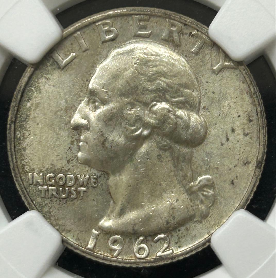 1962 D 25C銀貨　NGC MS62 アメリカ ワシントン クォーター銀貨