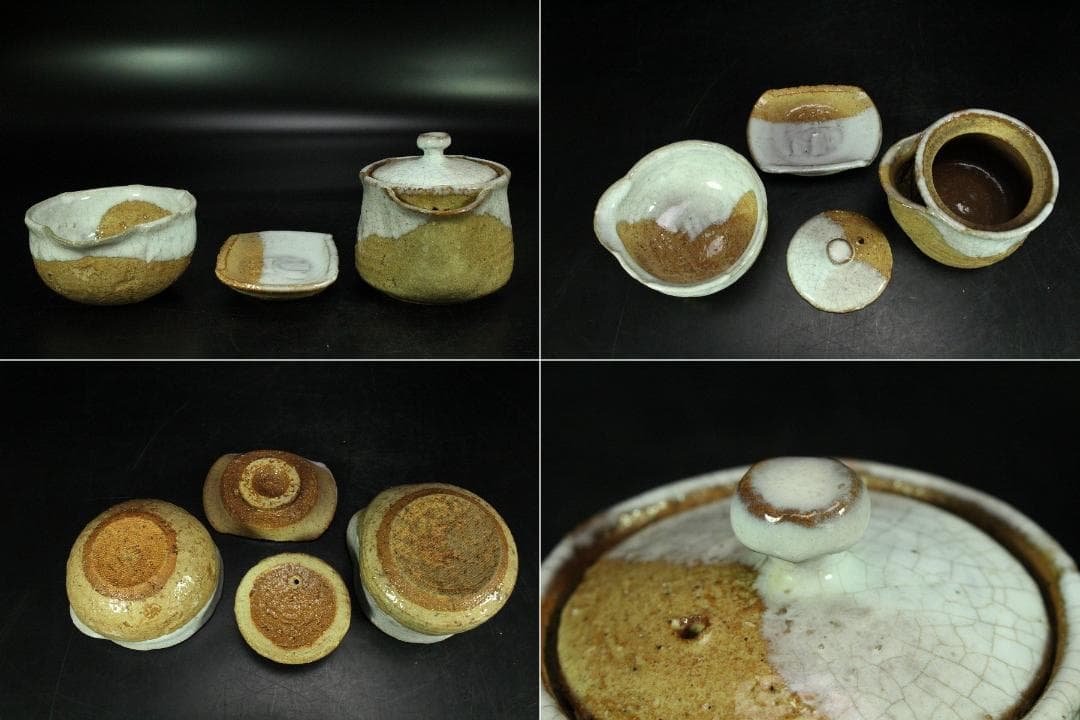 十二代 田原陶兵衛作 萩焼 煎茶器揃 共箱 未使用(K-LC870)