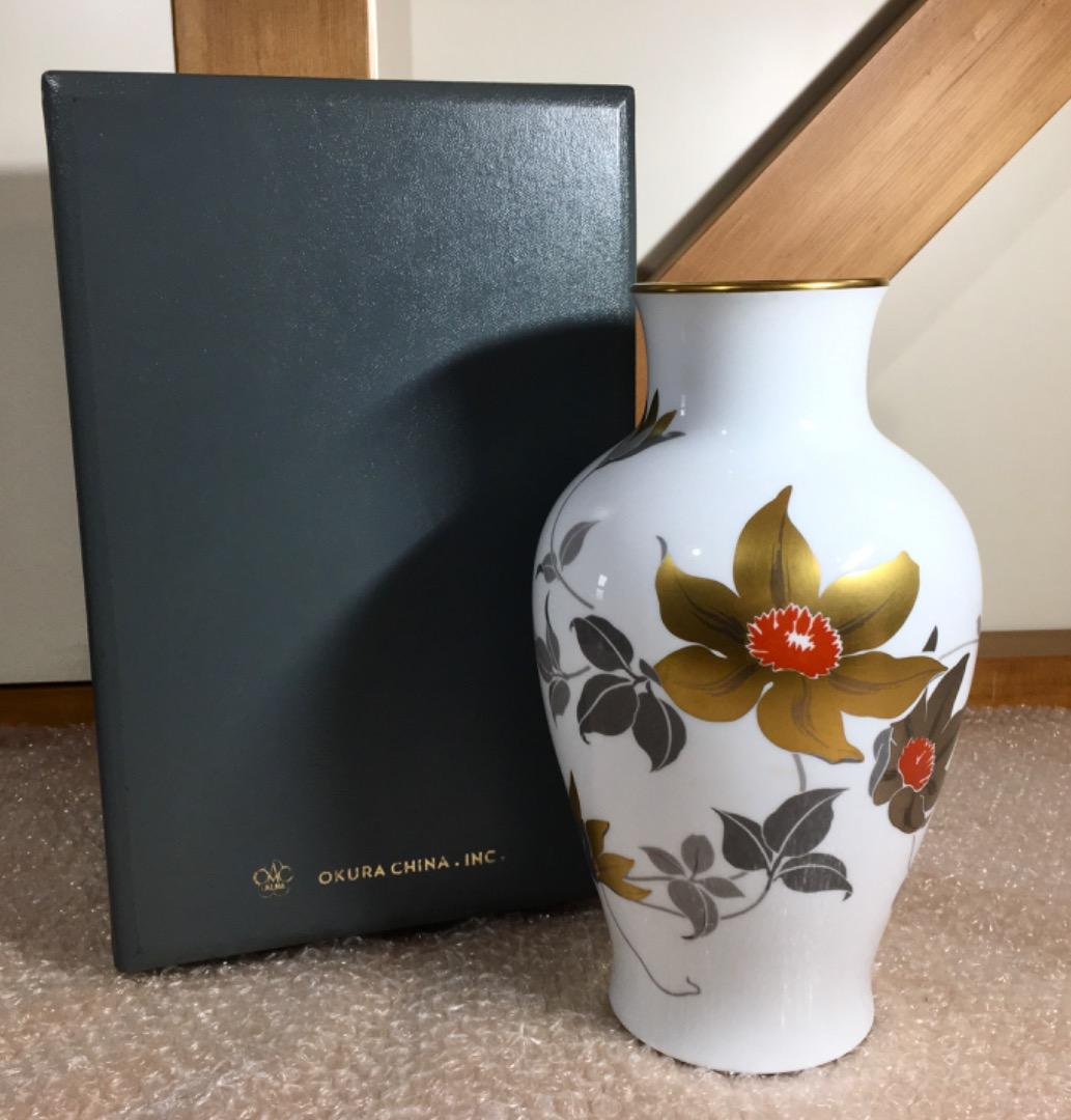 大倉陶園 OKURA CHINA 花瓶 陶磁器 花柄