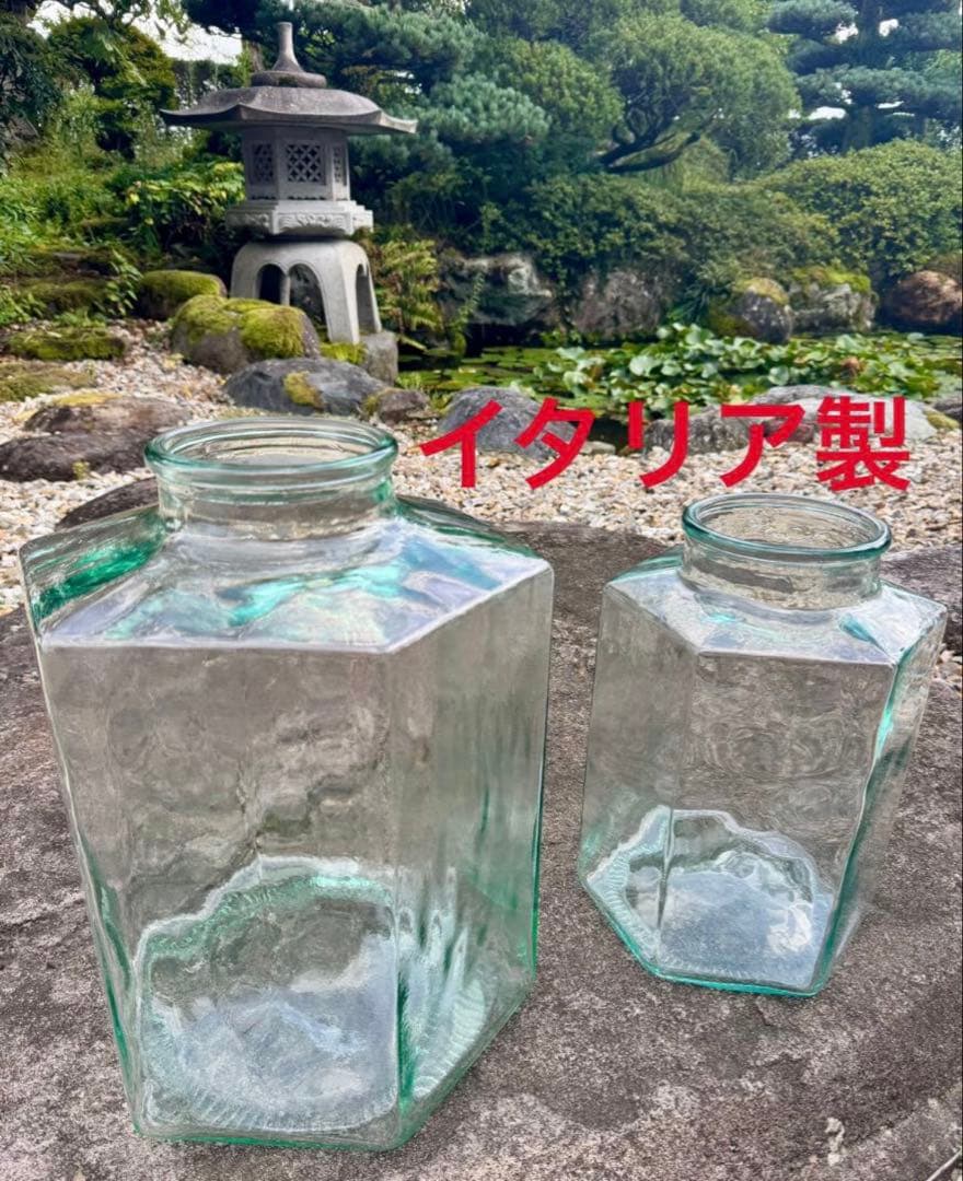 美品！イタリア 製希少 アンティーク 吹きガラスジャーセット