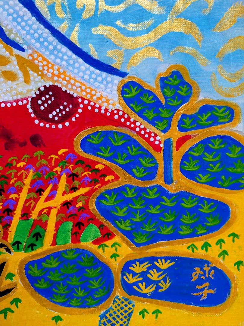 F6号】片岡球子【めでたき富士】手描き作品/サイン有/油彩/アクリル/額縁/額装