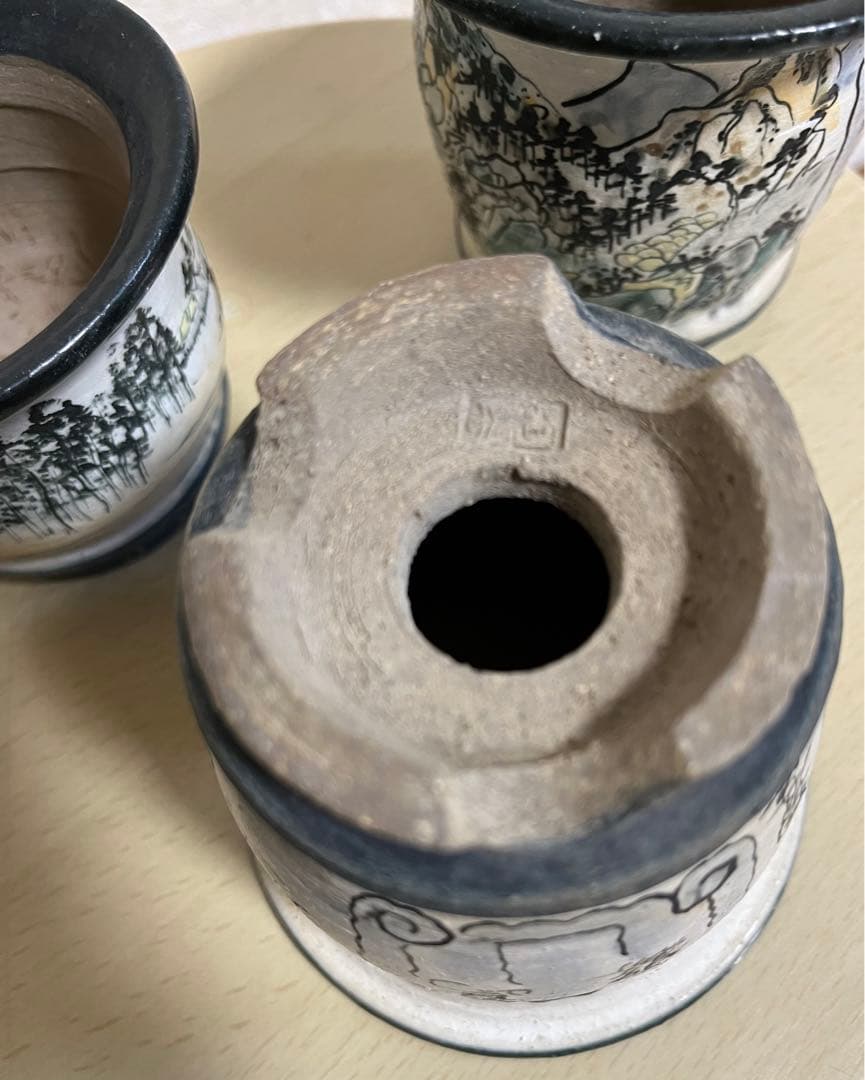 陶翠作　東海道五拾三次画　盆栽小鉢