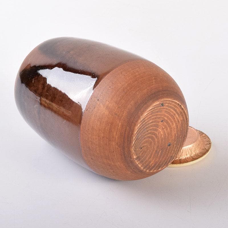 茶道具　加藤唐三郎造　古瀬戸　肩衝茶入　仕覆付　共箱　V　6978