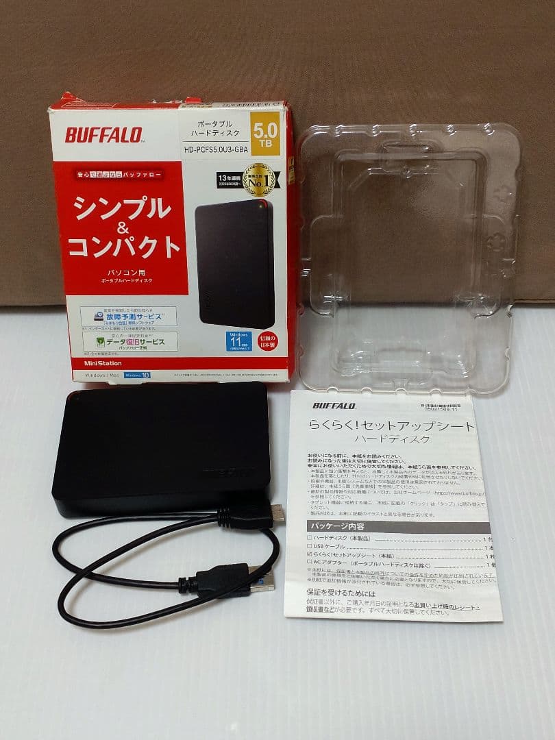 バッファロー ポータブル HDD 5TB HD-PCFS5.0U3-GBA