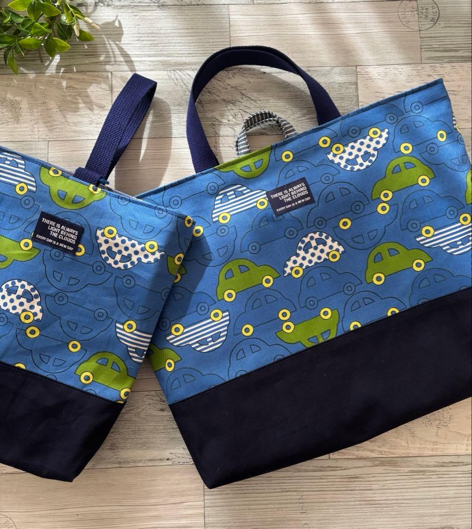 車柄ブルー　入園入学5点セット