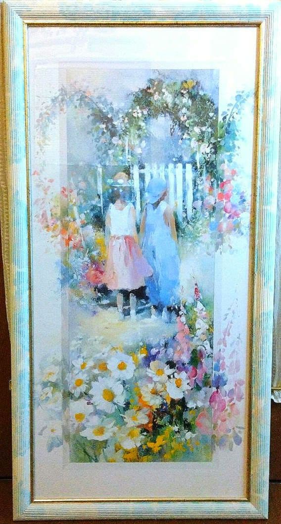 額絵　少女たちと花園　ファンタジー