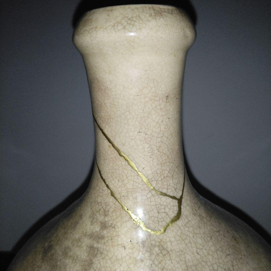 NO610 相馬焼　古相馬　徳利　馬絵　文字入り　補修アリ