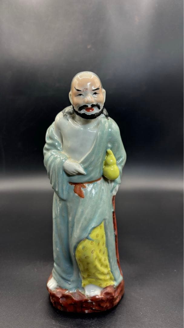 中国美術 古玩 色絵陶人形 陶器人形 高さ約24cm 置物 オブジェ 古董品