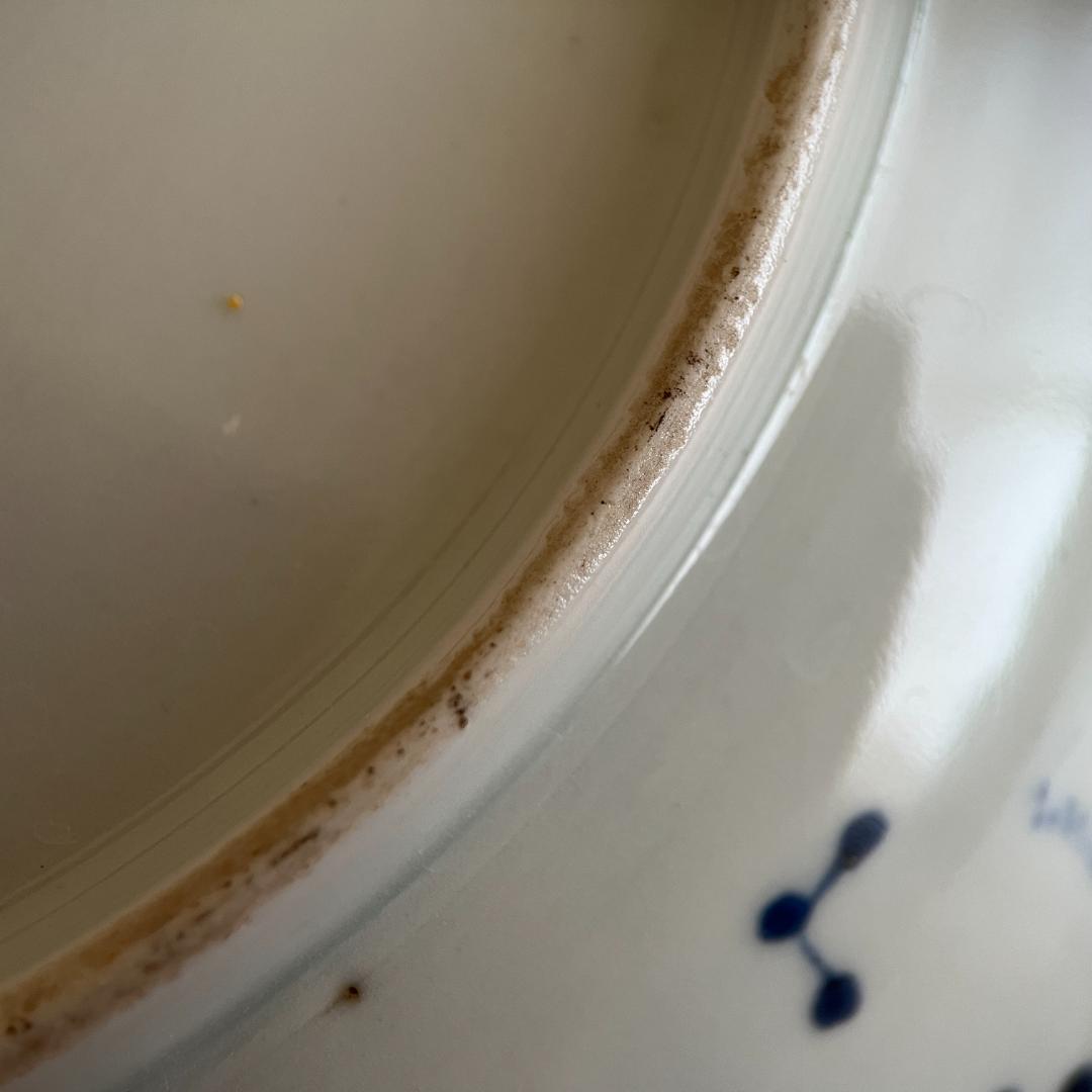 古伊万里 染付 楼閣山水図 皿（時代箱付）φ21.9cm