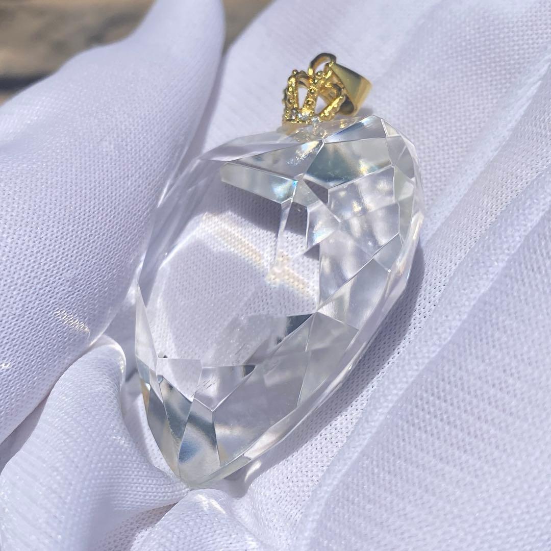 限定 クリアクォーツ 水晶 ハート ペンダントトップ シルバー92518kgp