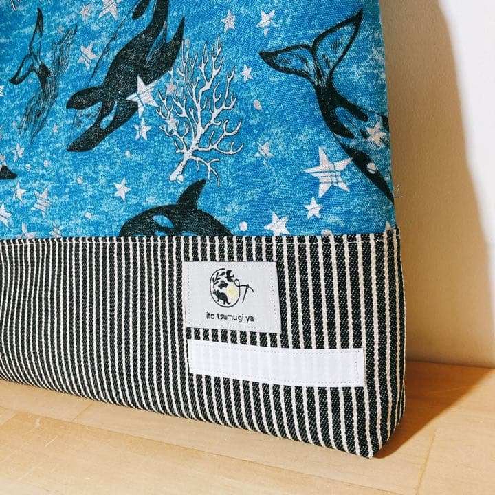 【受注用】シャチ柄　レッスンバッグ・シューズバッグ・パッチンポケット