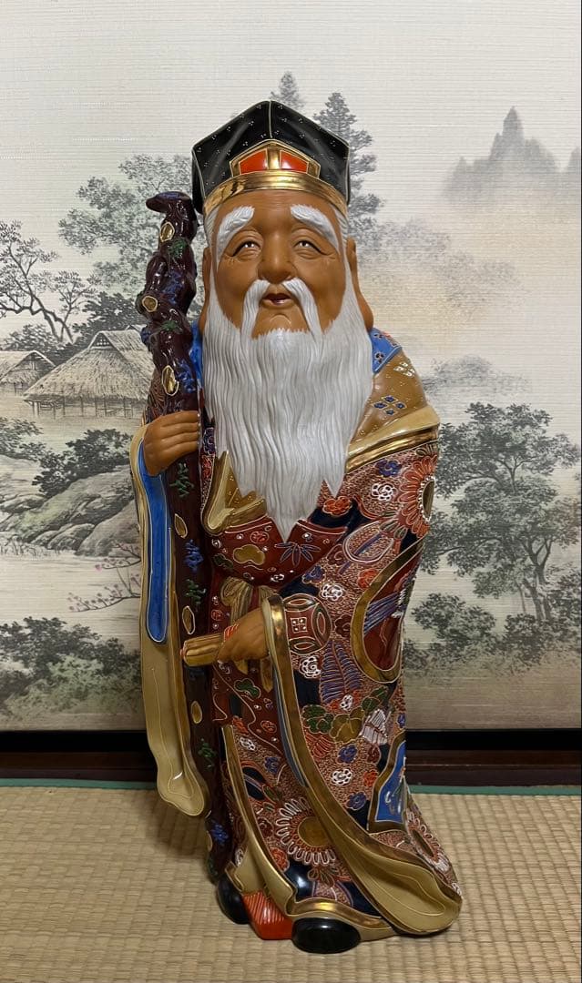 伝統的な中国の仙人 陶器像 長寿金運運気上昇　縁起物　中国美術