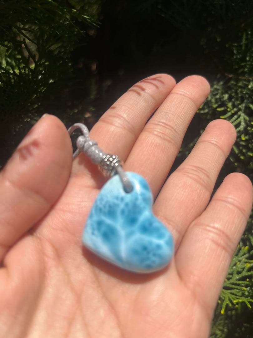 高品質ラリマー ハート型ペンダント