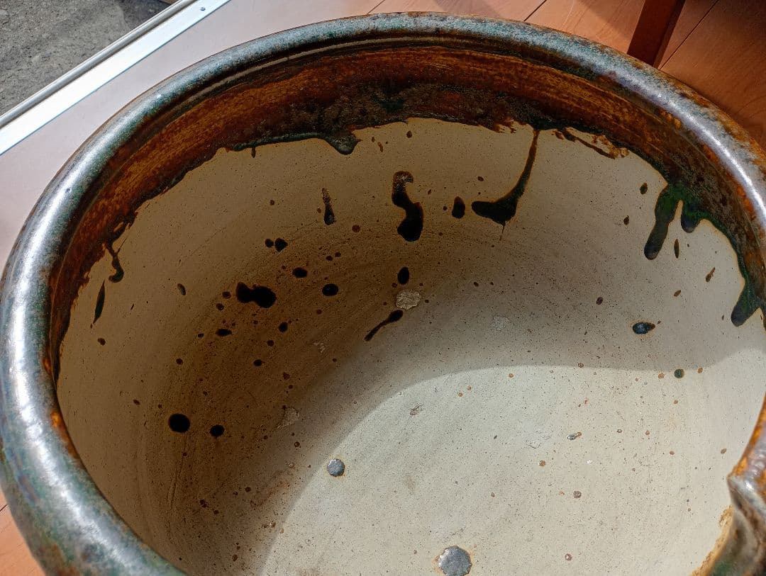 瀬戸焼　織部風炉　茶道具　骨董品　置き飾り