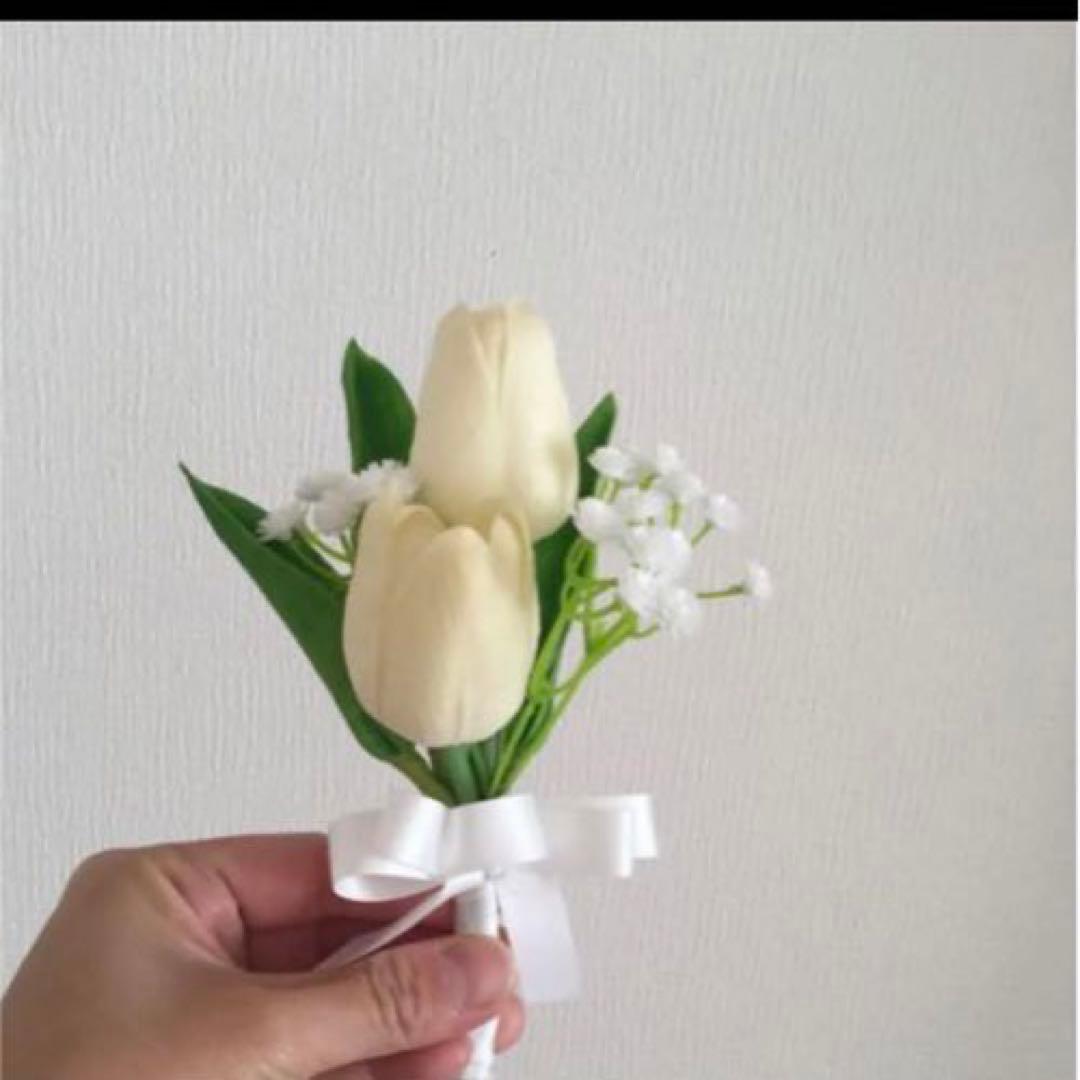 チューリップ ホワイト ブーケ 造花