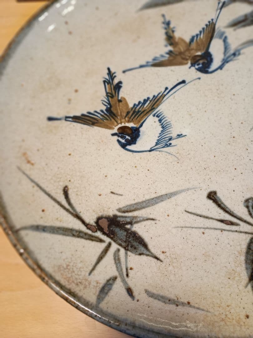 【特大45cm】有田焼 染付 竹に雀文 大皿 尺五皿 飾皿 縁起物 伝統工芸