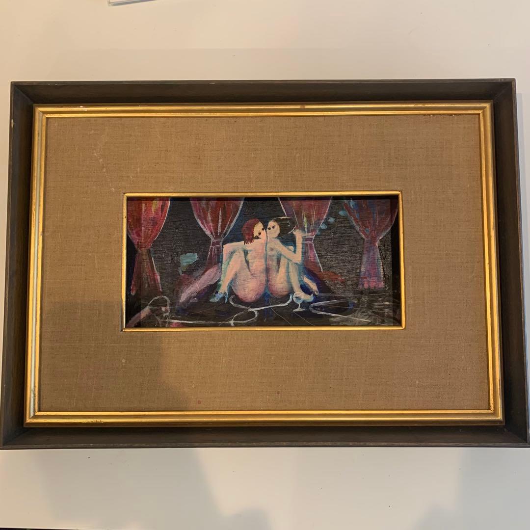 抽象画 二人の女性 フレーム付き