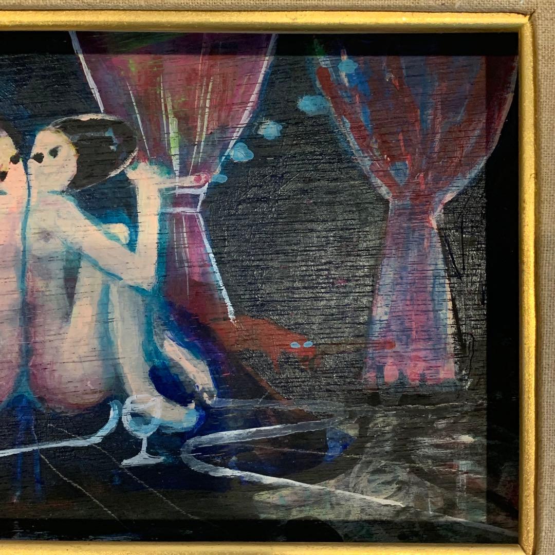 抽象画 二人の女性 フレーム付き